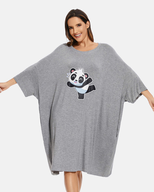 Three Poodle Grey Panda Sleep Tee