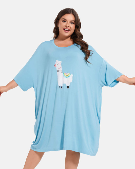 Three Poodle Blue Alpaca Sleep Tee