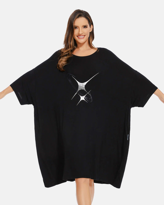 Three Poodle Black Star Sleep Tee