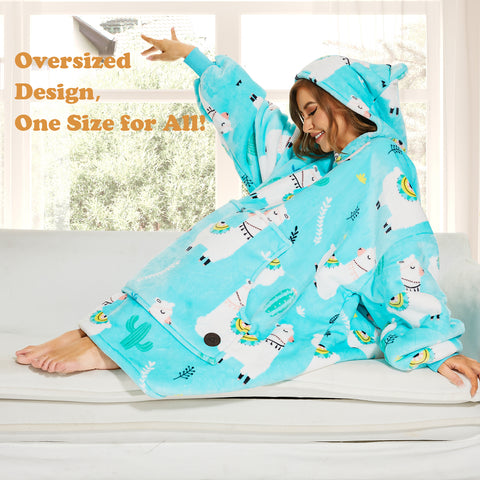 Alpaca Wearable Blanket Hoodie for Adults