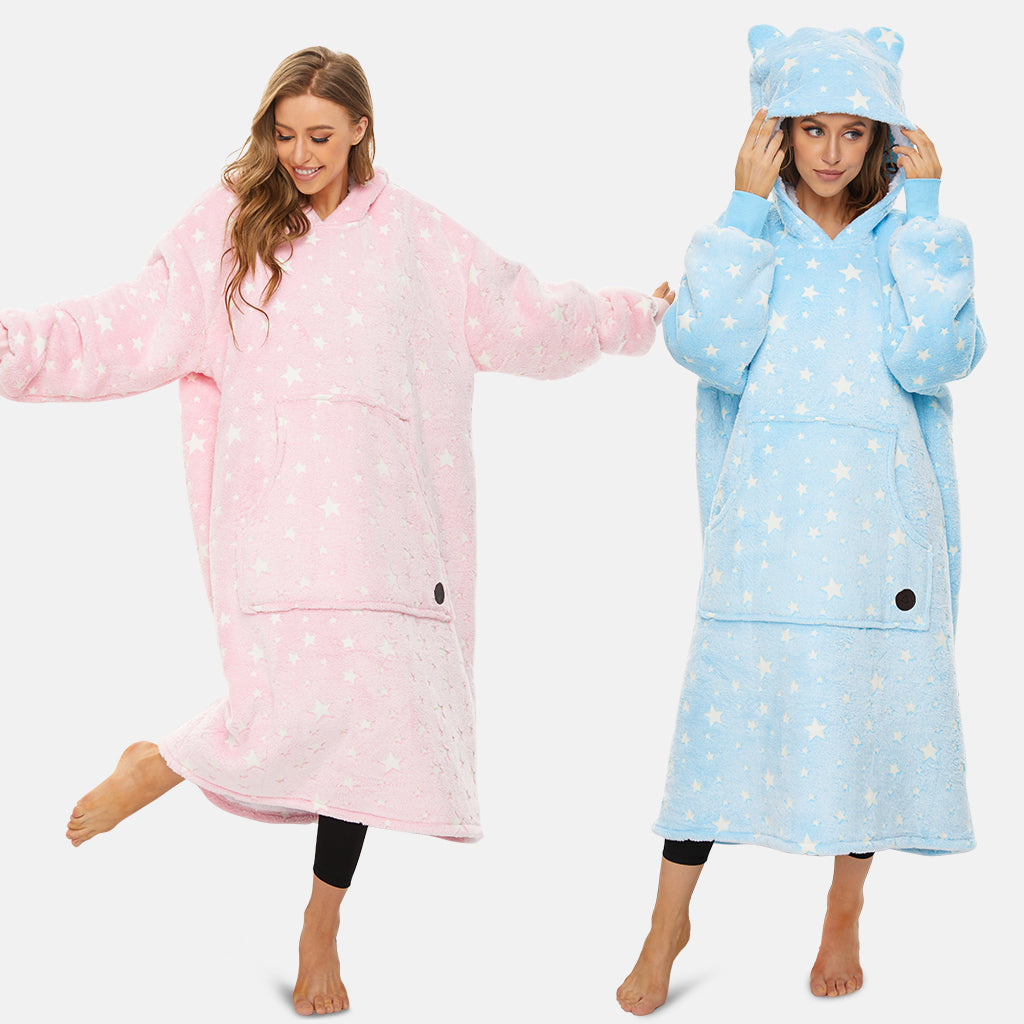 [2-Pack] Extra-long Wearable Blanket Hoodie for Adults