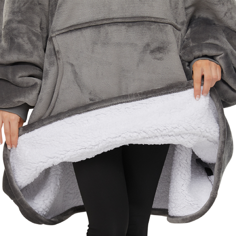 Grey Wearable Blanket Hoodie for Adults
