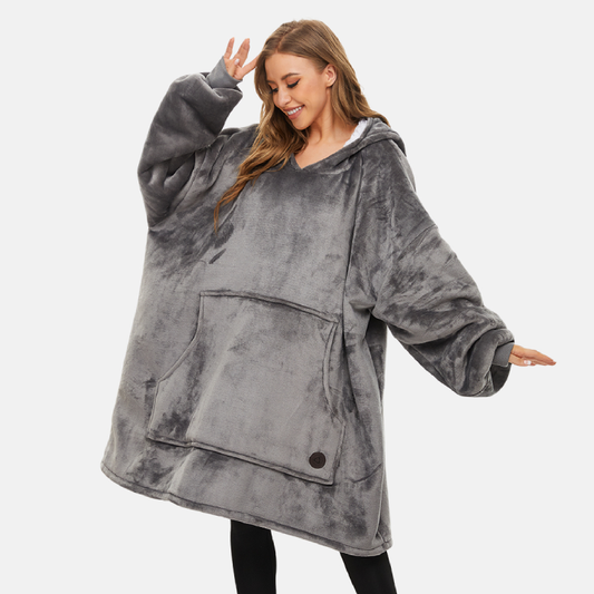Grey Heated Wearable Blanket Hoodie for Adults