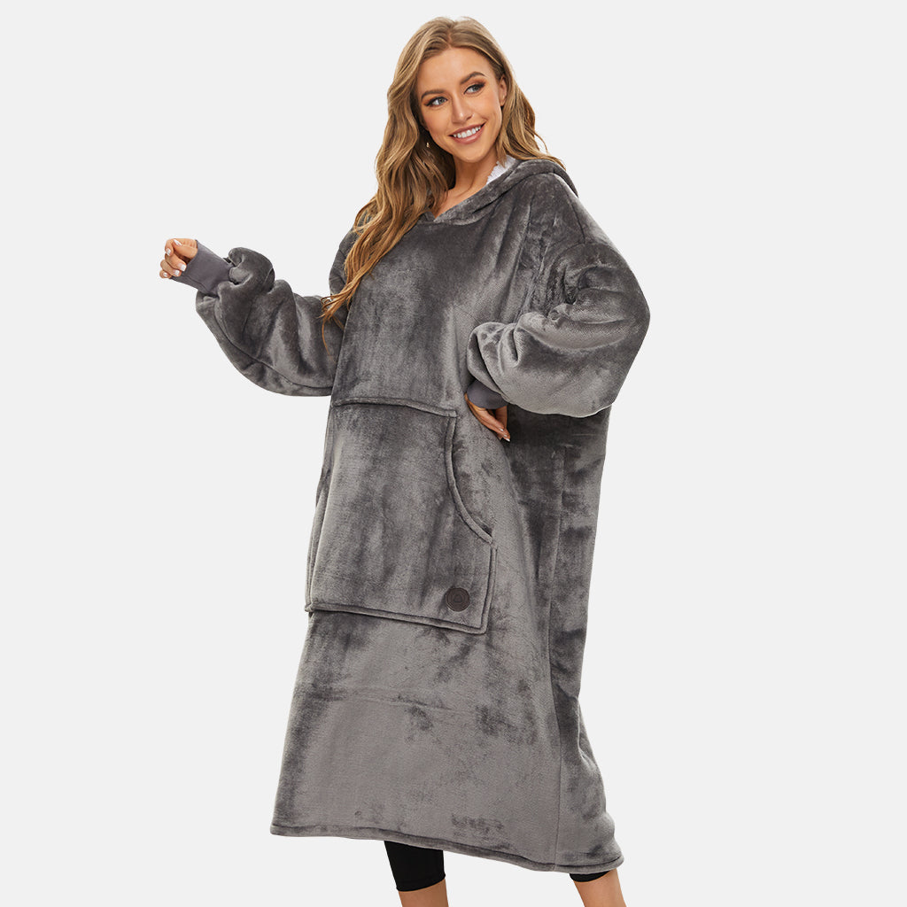Grey Large Hooded Blanket Grey Oversized Blanket Hoodie FZF