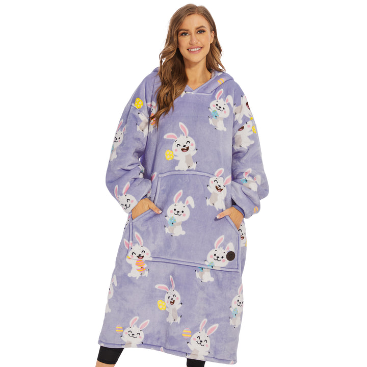 adult blanket hoodie with printed pattern