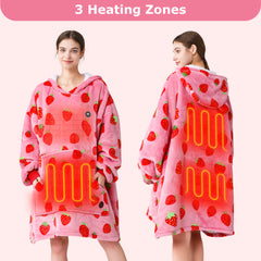 Strawberry Heated Wearable Blanket Hoodie for Adults