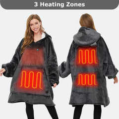 Dark Grey Heated Wearable Blanket Hoodie for Adults