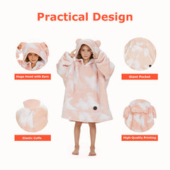 Kids' Pink Tie-Dye Blanket Hoodie