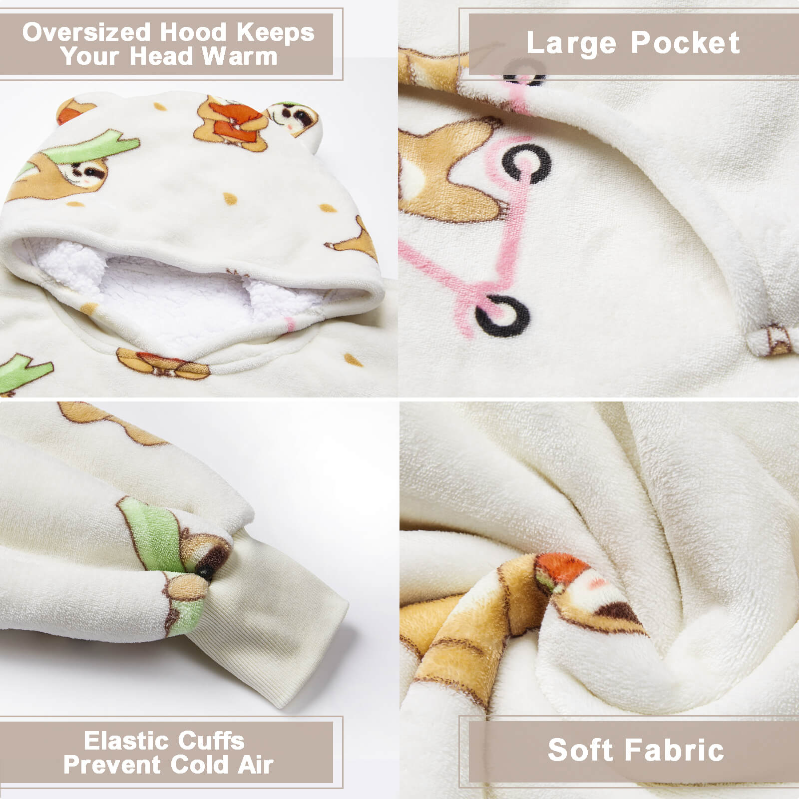 Sloth Blanket Hoodie – THREE POODLE