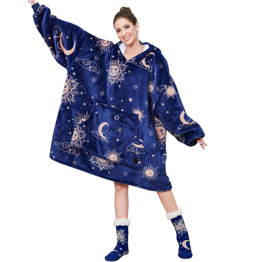 Starry Night Blanket Hoodie & Socks Bundle