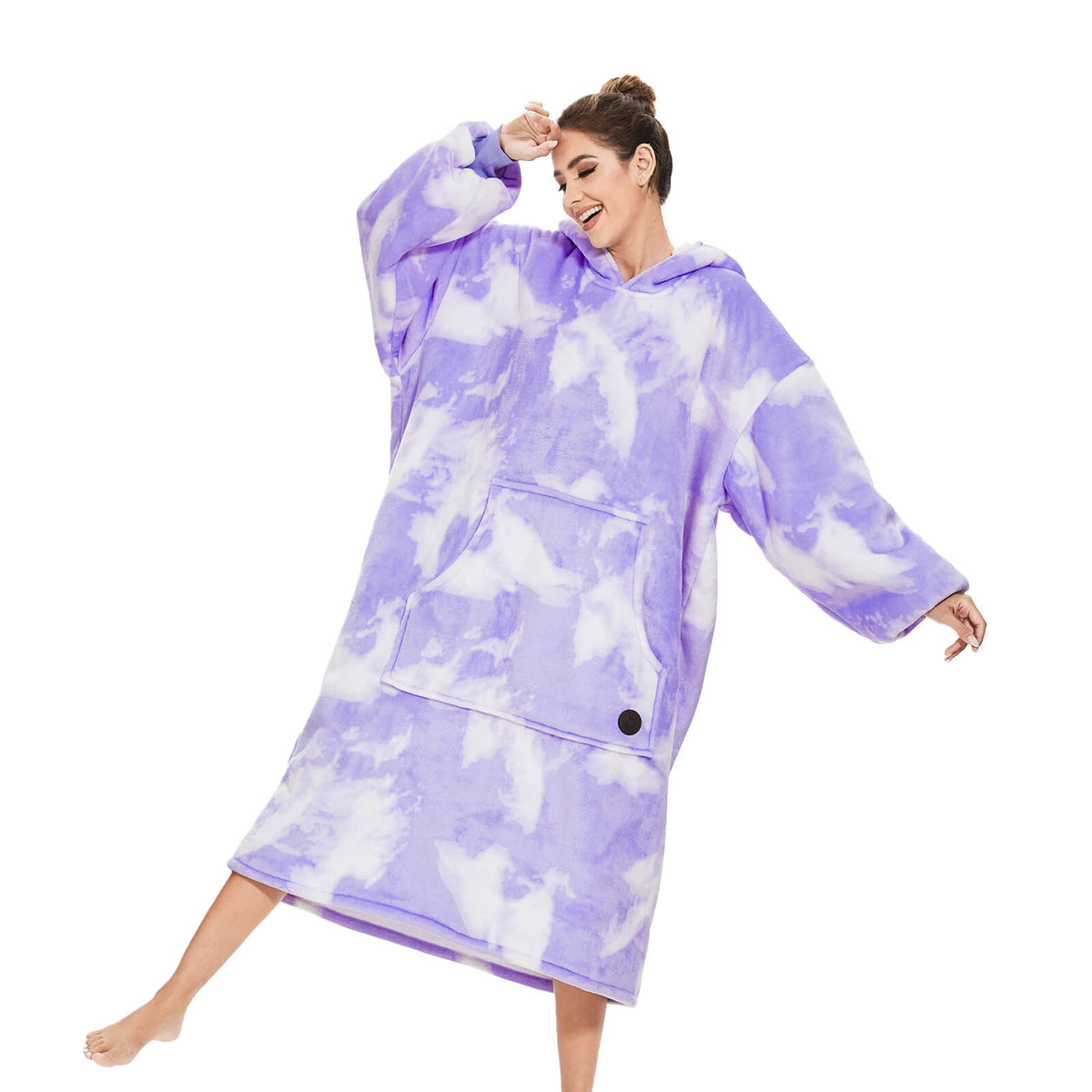 Purple Tie-Dye Extra-Long Blanket Hoodie