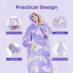 Purple Tie-Dye Extra-Long Blanket Hoodie