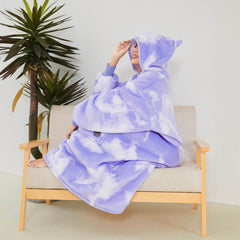 Purple Tie-Dye Extra-Long Blanket Hoodie