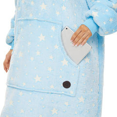 Luminous Blue Extra-Long Blanket Hoodie