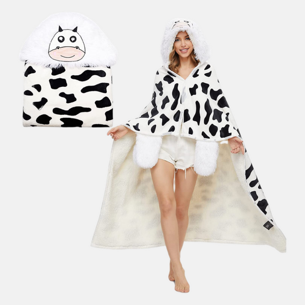 Cow Hooded Wearable Blanket