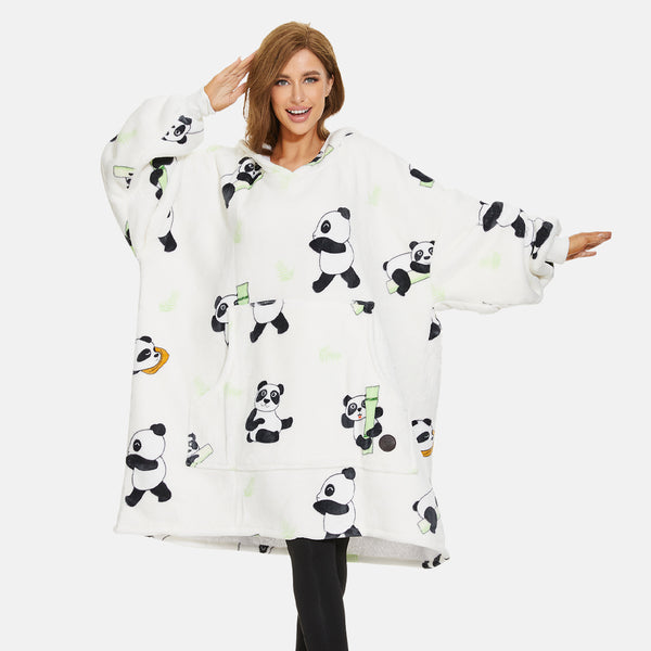 Panda Wearable Blanket Hoodie for Adults