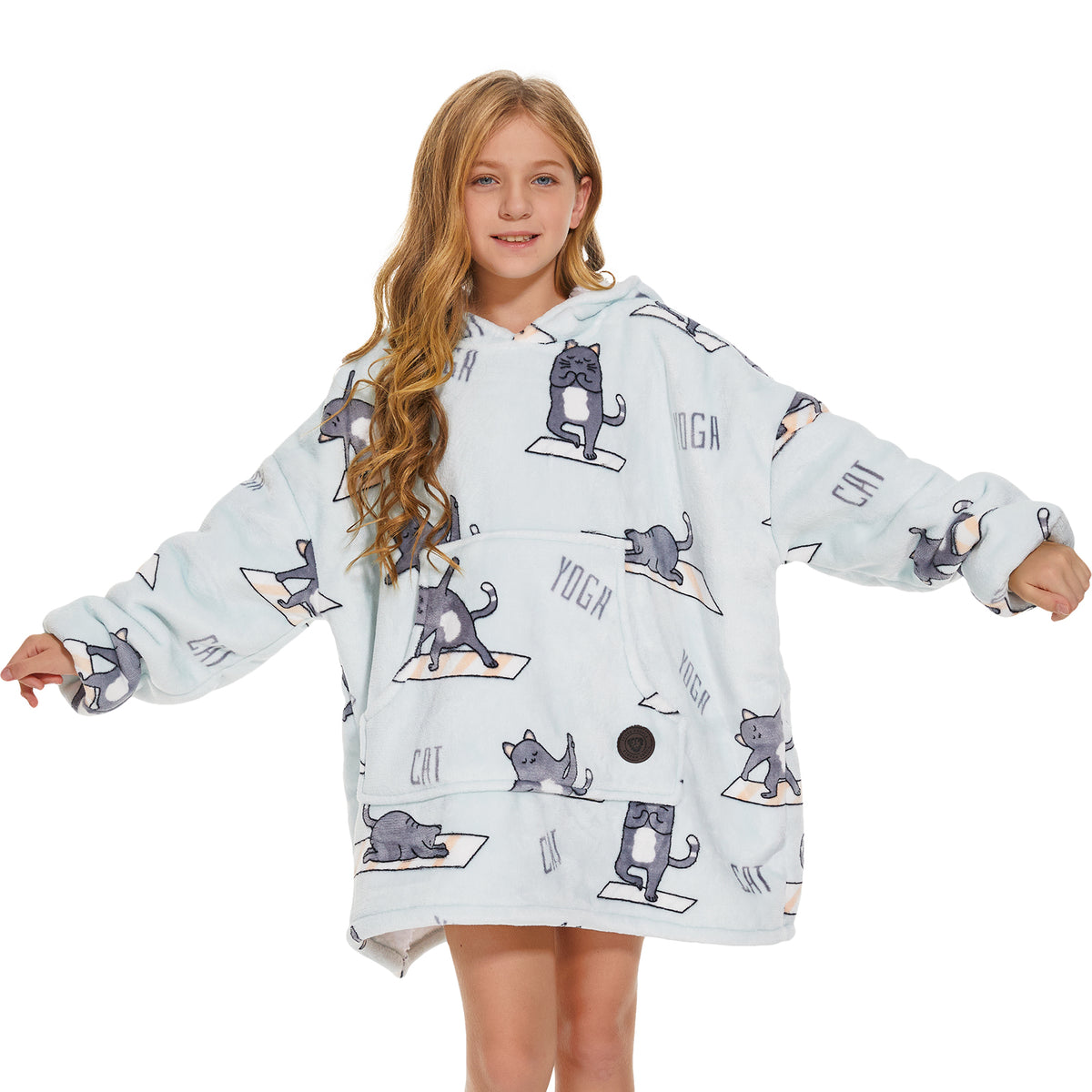 Yoga Cat Wearable Blanket Hoodie for Kids