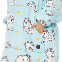 Unicorn Wearable Blanket Hoodie for Adults