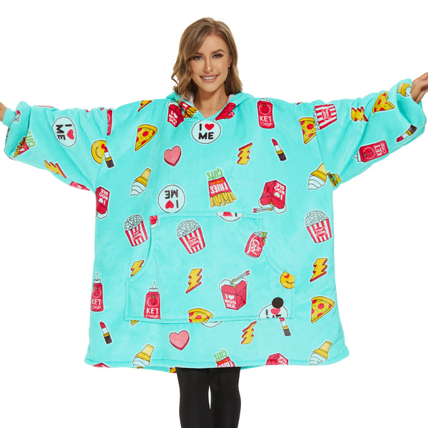 Coke Burger Wearable Blanket Hoodie for Adults