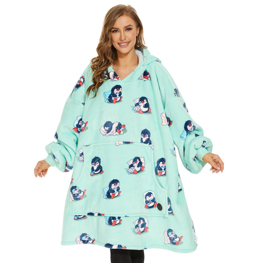 Penguin Wearable Blanket Hoodie for Adults