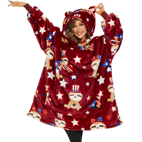 National Sloth Wearable Blanket Hoodie for Adults