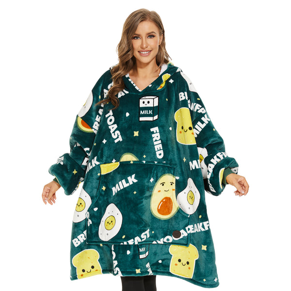 Milk Avocado Wearable Blanket Hoodie for Adults