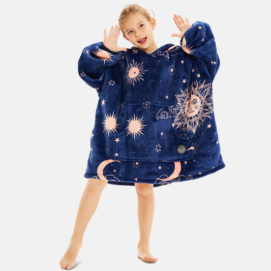 Star and Moon Wearable Blanket Hoodie for Kids