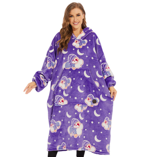 Luminous Sloth Extra-Long Blanket Hoodie