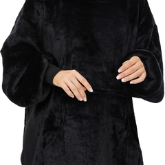 Black Wearable Blanket Hoodie for Adults