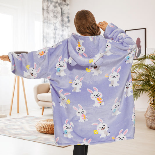 Bunny Wearable Blanket Hoodie for Adults