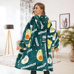 Milk Avocado Wearable Blanket Hoodie for Adults