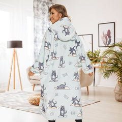 Yoga Cat Extra-Long Blanket Hoodie