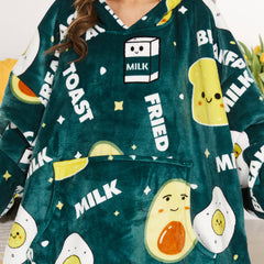 Milk Avocado Wearable Blanket Hoodie for Adults