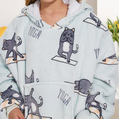 Yoga Cat Wearable Blanket Hoodie for Kids