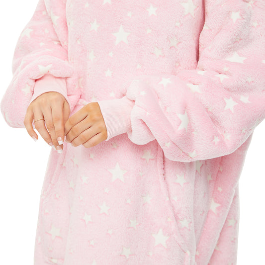 Luminous Pink Extra-Long Blanket Hoodie