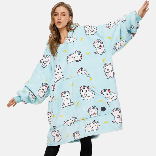 Unicorn Wearable Blanket Hoodie for Adults
