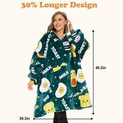 Milk Avocado Wearable Blanket Hoodie for Adults