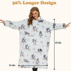 Yoga Cat Extra-Long Blanket Hoodie