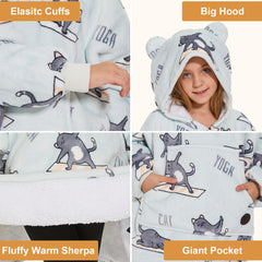 Yoga Cat Wearable Blanket Hoodie for Kids