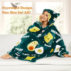 Milk Avocado Wearable Blanket Hoodie for Adults