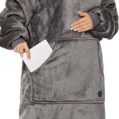 Extra-long Wearable Blanket Hoodie for Adults, Grey