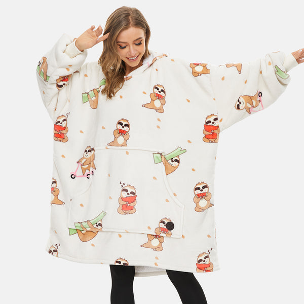 Sloth Wearable Blanket Hoodie for Adults