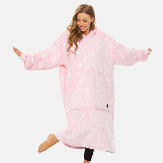 Luminous Pink Extra-Long Blanket Hoodie