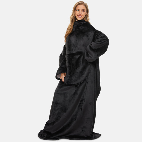 Black TV Blanket With Arms, Sherpa Blanket