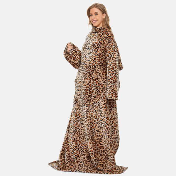 Leopard TV Blanket With Arms, Fleece Blanket