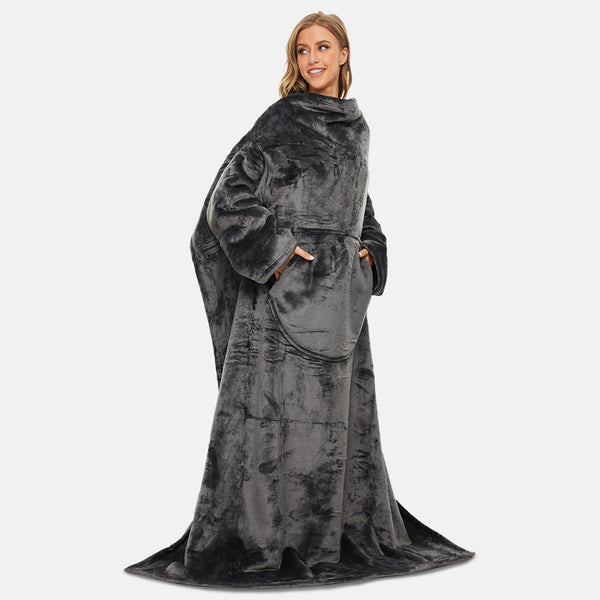 Grey TV Blanket With Arms, Fleece Blanket